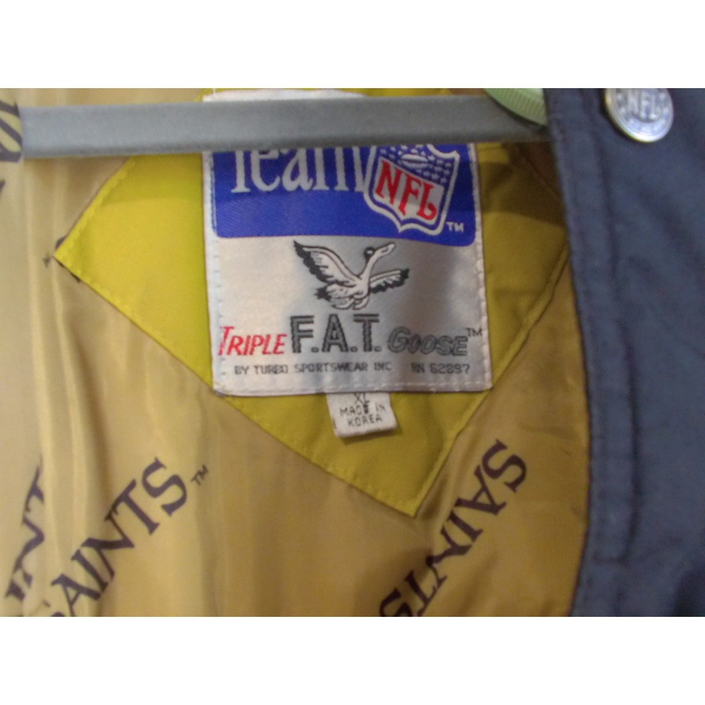 NFL Vintage New Orleans Saints NFL Puffer Jacket Yellow Black Mens XL - Picture 9 of 12